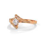 Round Brilliant Cut Lab-Grown Diamond Pavé Bypass Engagement Ring in Rose Gold