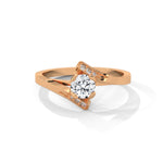 Round Brilliant Cut Lab-Grown Diamond Pavé Bypass Engagement Ring in Rose Gold