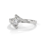 Round Brilliant Cut Lab-Grown Diamond Pavé Bypass Engagement Ring in White Gold