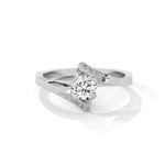 Round Brilliant Cut Lab-Grown Diamond Pavé Bypass Engagement Ring in White Gold