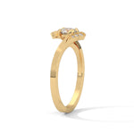 Round Brilliant Cut Lab-Grown Diamond Pavé Bypass Engagement Ring in Yellow Gold