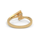 Round Brilliant Cut Lab-Grown Diamond Pavé Bypass Engagement Ring in Yellow Gold