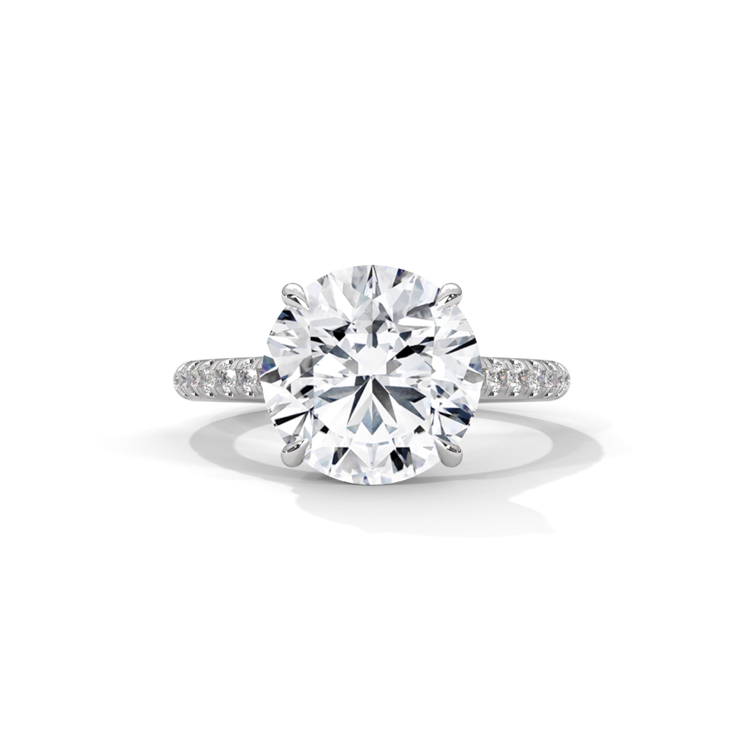 Round Brilliant Cut Lab-Grown Diamond Pavé Engagement Ring in White Gold