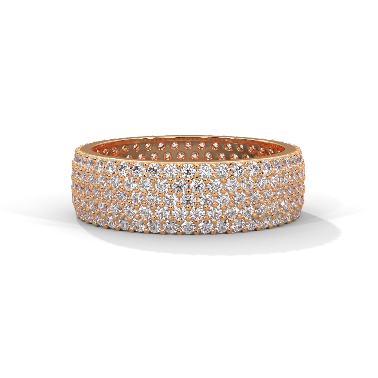 Round Brilliant Cut Lab-Grown Diamond Pavé Eternity Ring in Rose Gold