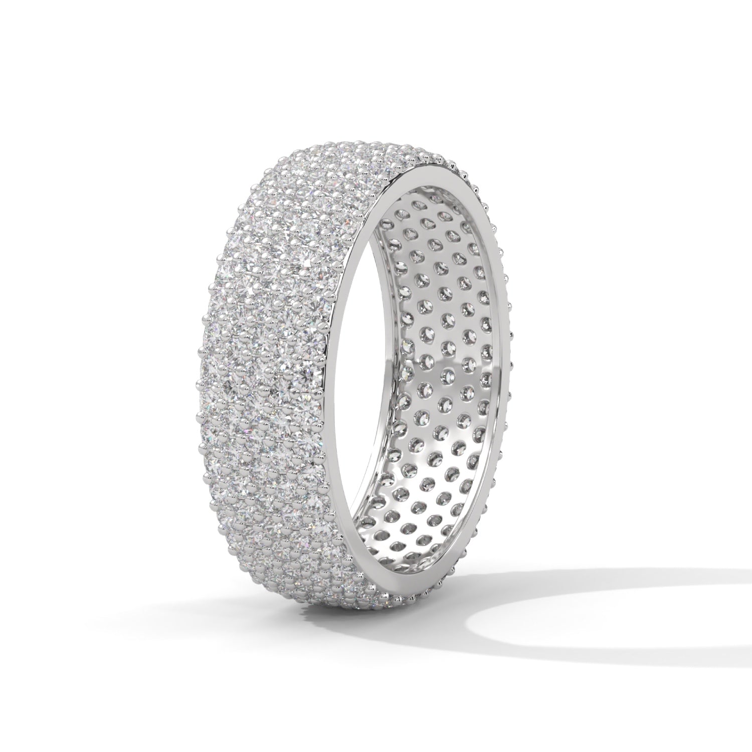 Round Brilliant Cut Lab-Grown Diamond Pavé Eternity Ring in White Gold