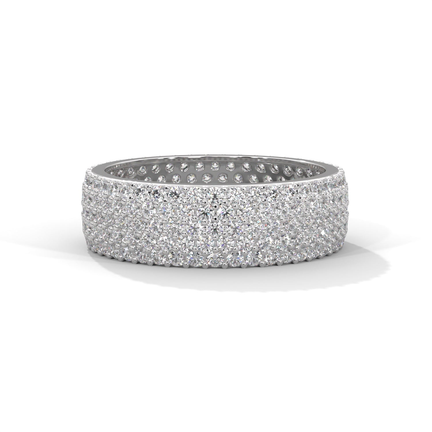 Round Brilliant Cut Lab-Grown Diamond Pavé Eternity Ring in White Gold