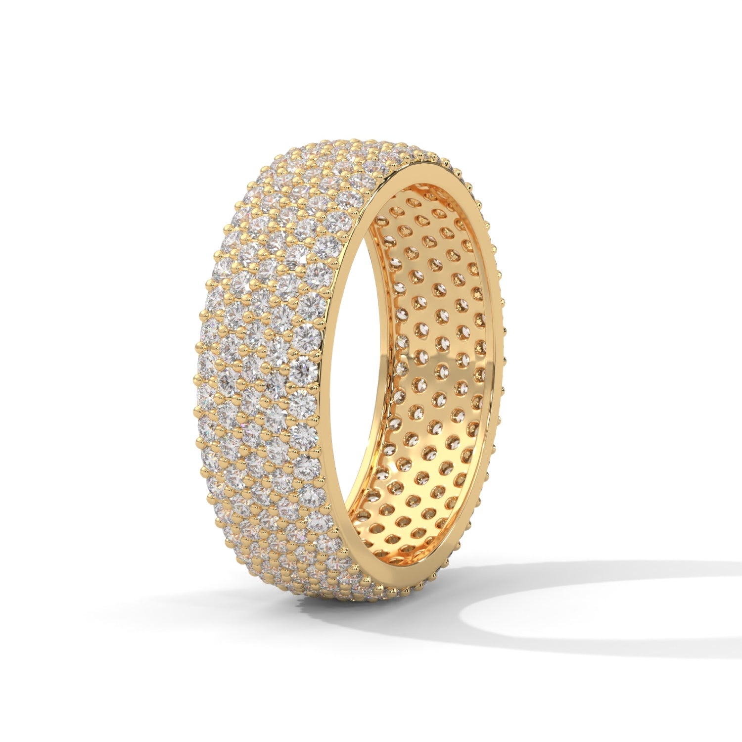 Round Brilliant Cut Lab-Grown Diamond Pavé Eternity Ring in Yellow Gold