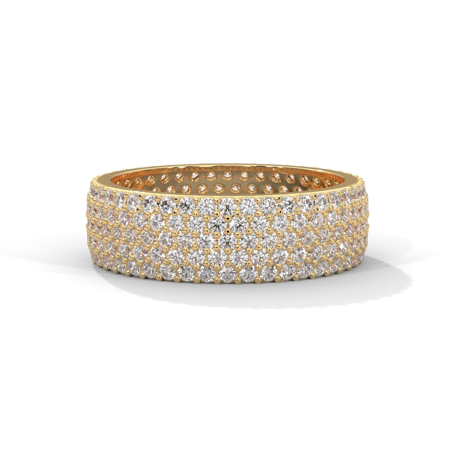 Round Brilliant Cut Lab-Grown Diamond Pavé Eternity Ring in Yellow Gold