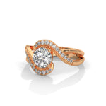 Round Brilliant Cut Lab-Grown Diamond Pavé Swirl Engagement Ring in Rose Gold