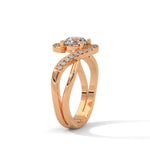 Round Brilliant Cut Lab-Grown Diamond Pavé Swirl Engagement Ring in Rose Gold