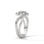 Round Brilliant Cut Lab-Grown Diamond Pavé Swirl Engagement Ring in White Gold