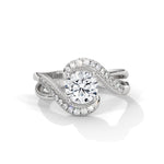 Round Brilliant Cut Lab-Grown Diamond Pavé Swirl Engagement Ring in White Gold