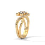Round Brilliant Cut Lab-Grown Diamond Pavé Swirl Engagement Ring in Yellow Gold