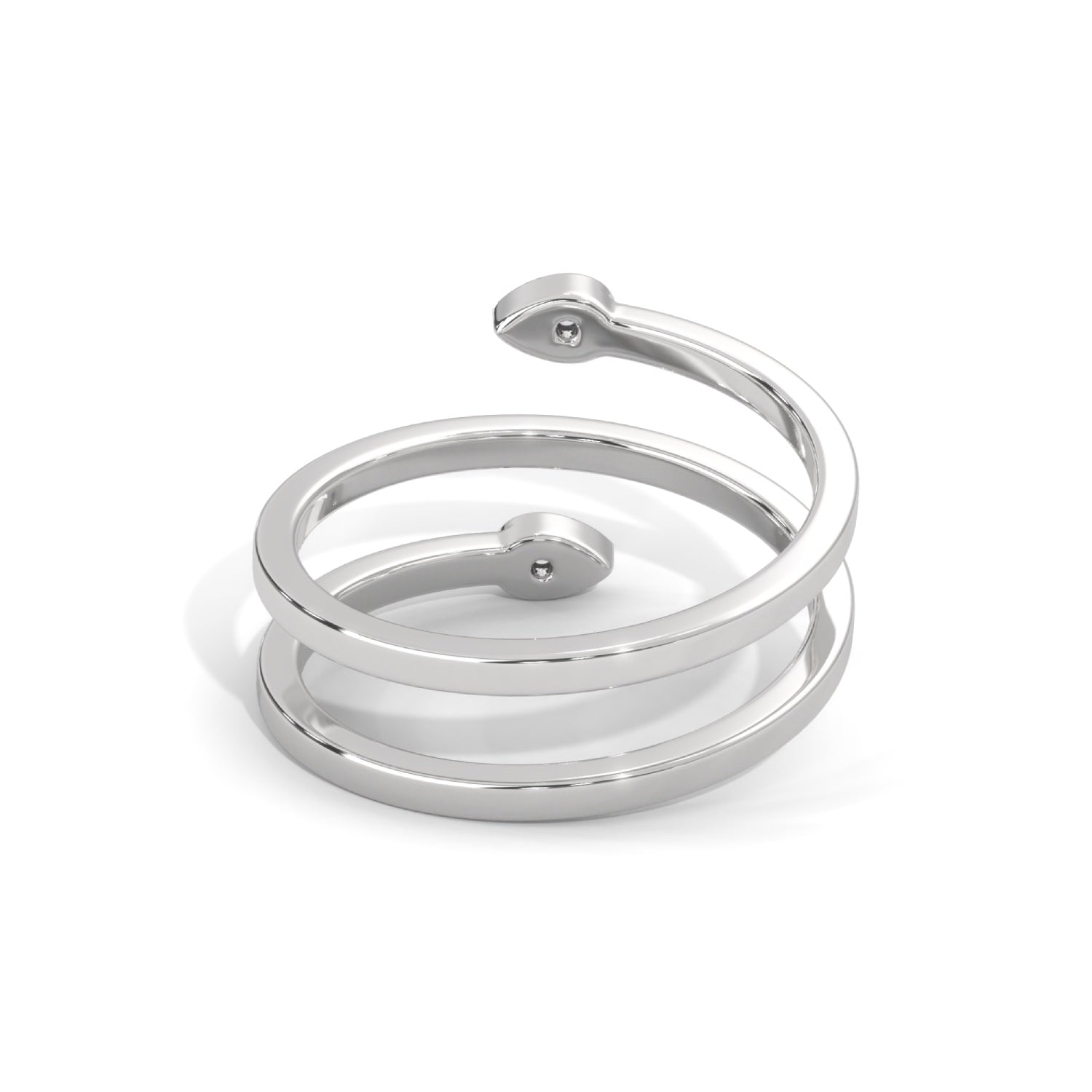 Round Brilliant Cut Lab-Grown Diamond Pear-Shaped Frame Open Spiral Ring in White Gold