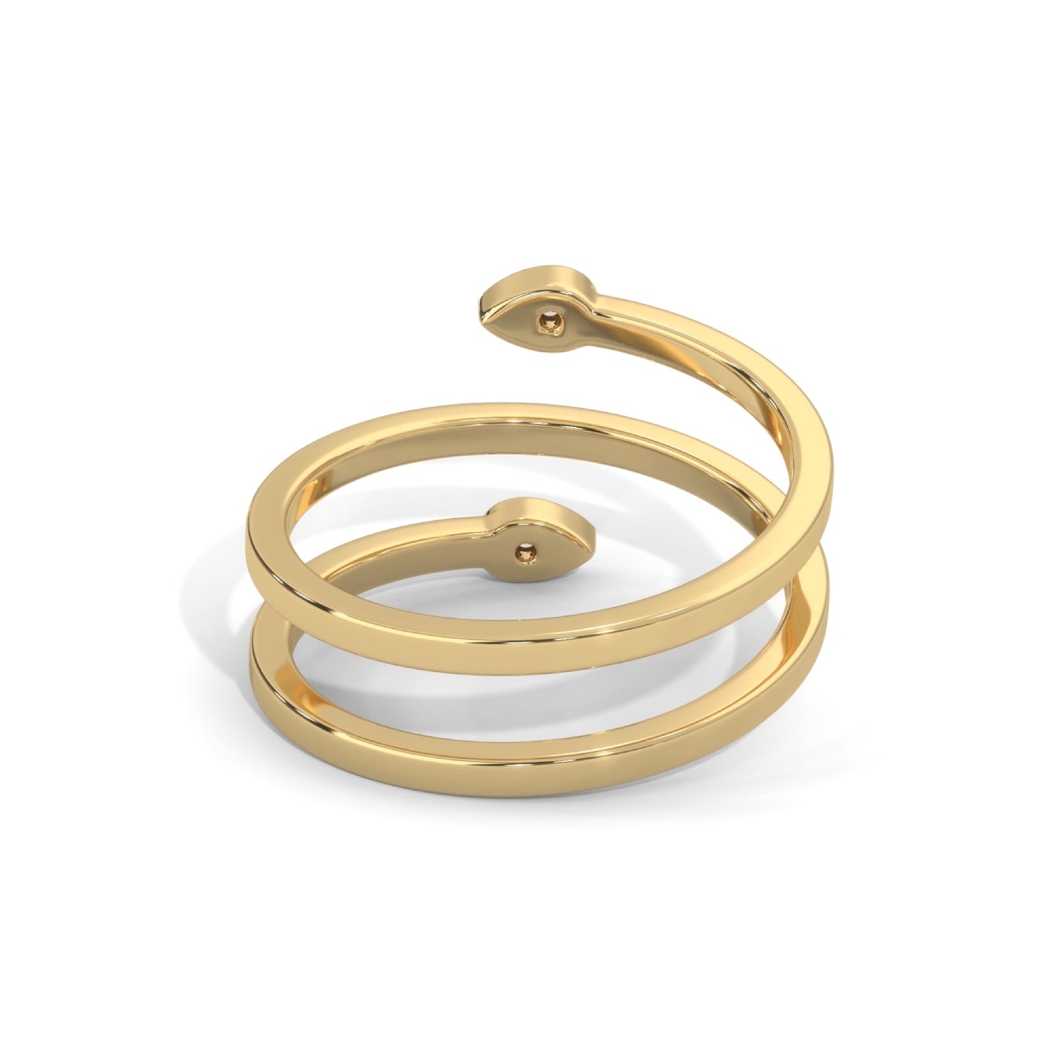 Round Brilliant Cut Lab-Grown Diamond Pear-Shaped Frame Open Spiral Ring in Yellow Gold