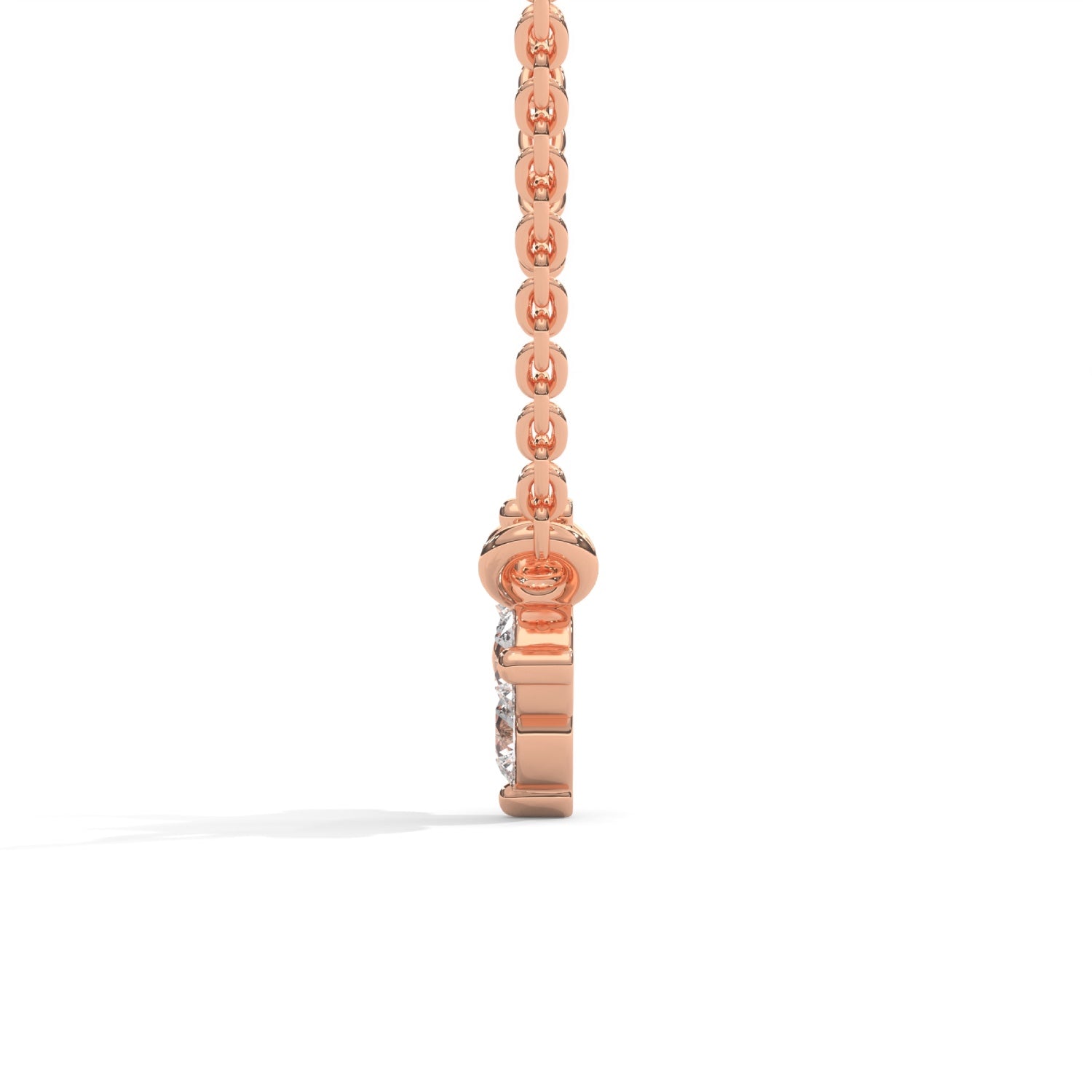 Round Brilliant Cut Lab-Grown Diamond Petal Pendant in Rose Gold