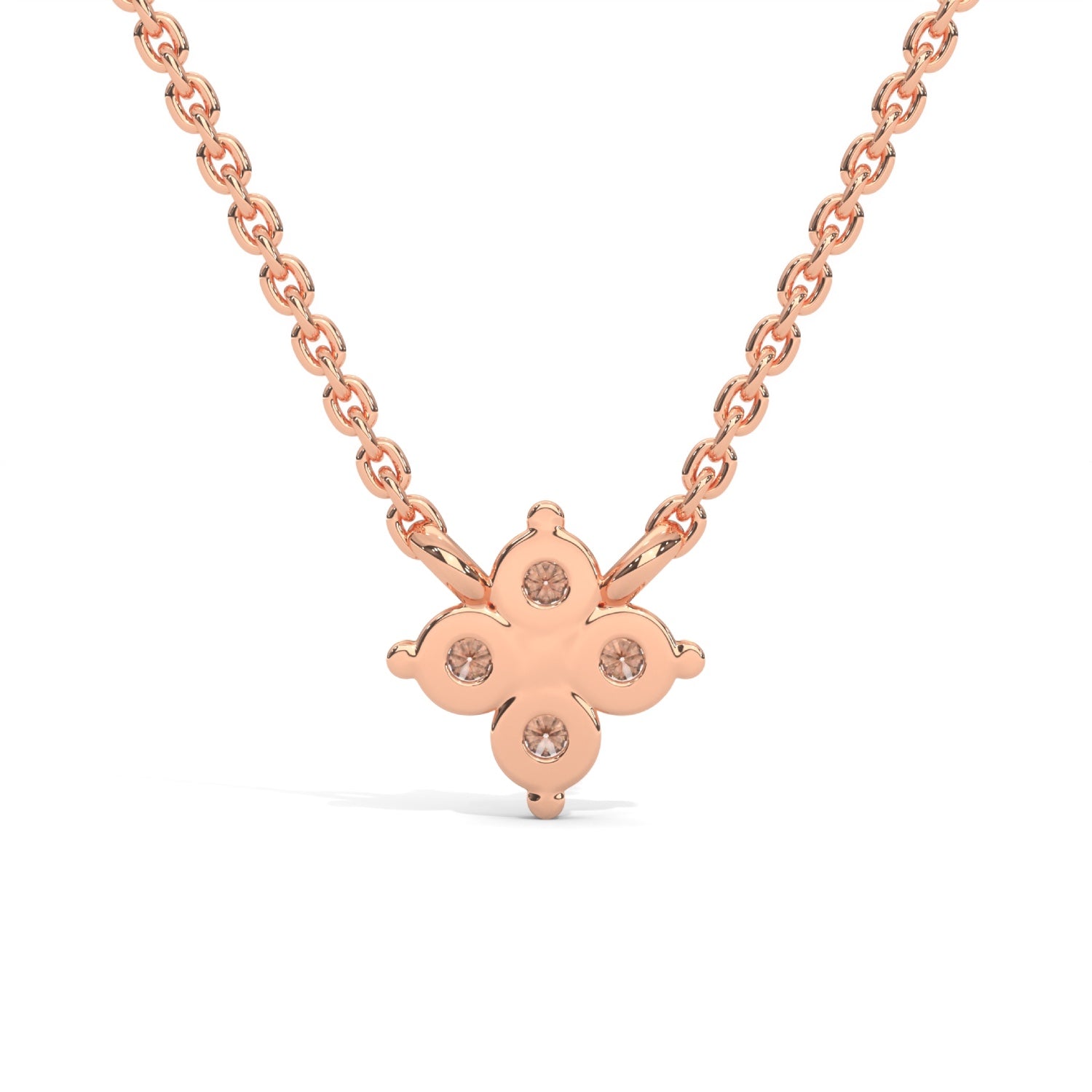 Round Brilliant Cut Lab-Grown Diamond Petal Pendant in Rose Gold