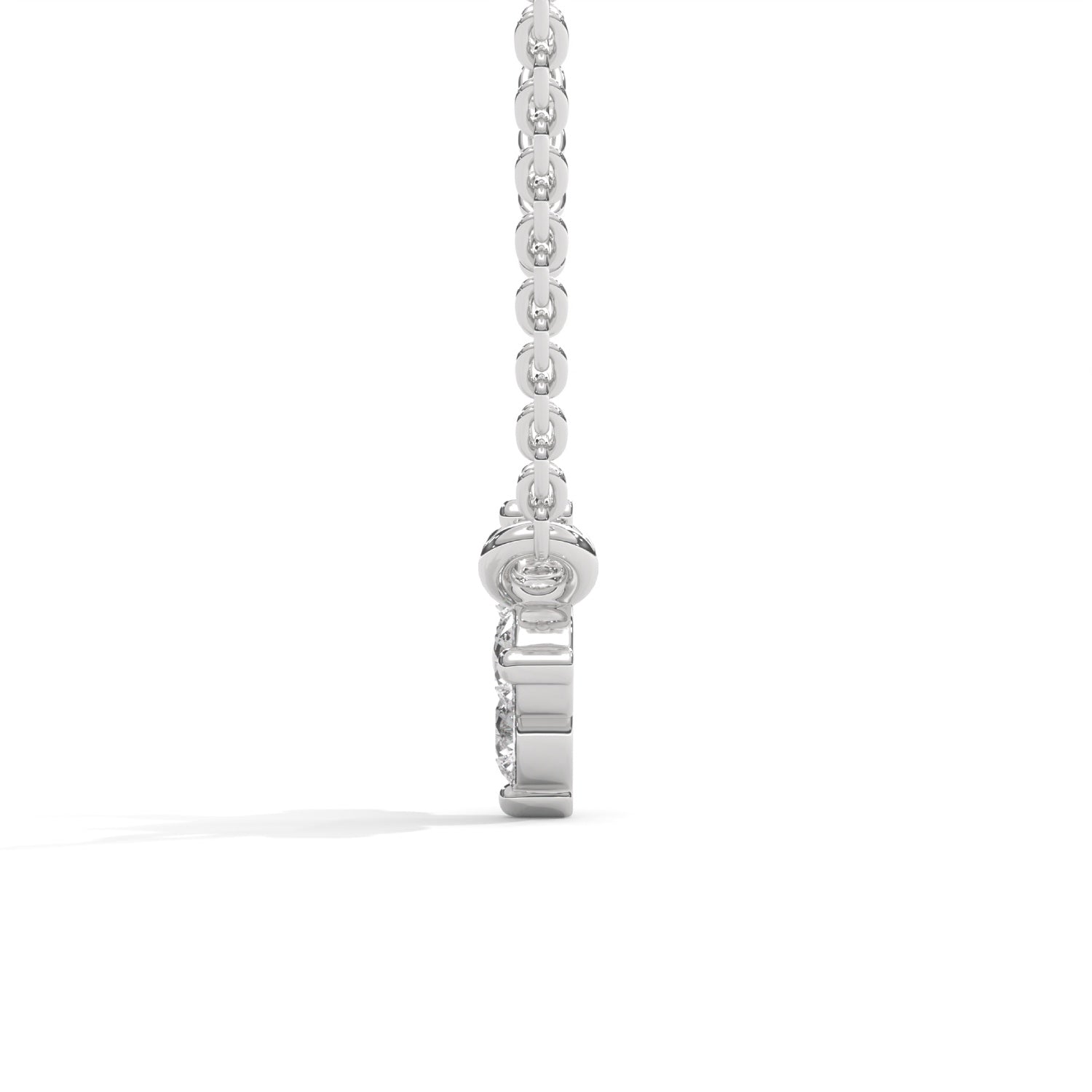 Round Brilliant Cut Lab-Grown Diamond Petal Pendant in White Gold