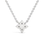 Round Brilliant Cut Lab-Grown Diamond Petal Pendant in White Gold
