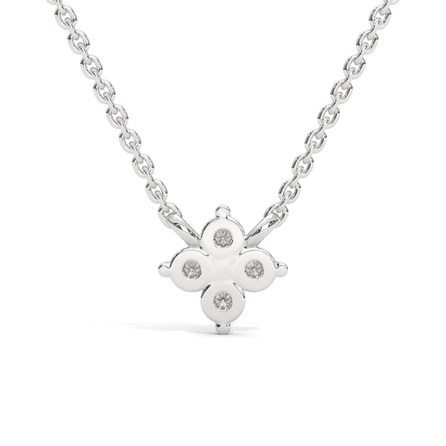 Round Brilliant Cut Lab-Grown Diamond Petal Pendant in White Gold