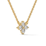 Round Brilliant Cut Lab-Grown Diamond Petal Pendant in Yellow Gold
