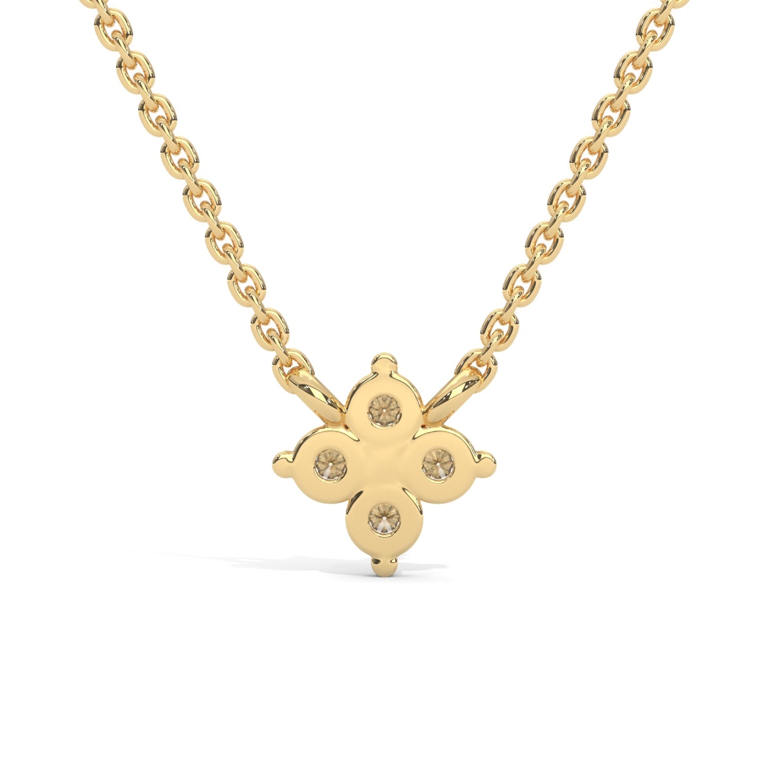 Round Brilliant Cut Lab-Grown Diamond Petal Pendant in Yellow Gold
