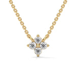 Round Brilliant Cut Lab-Grown Diamond Petal Pendant in Yellow Gold