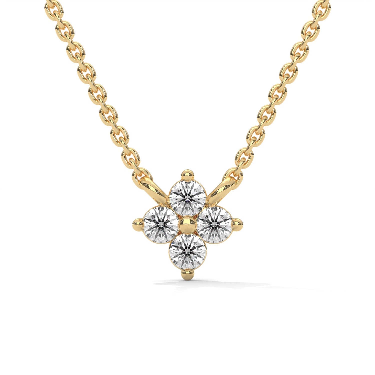 Round Brilliant Cut Lab-Grown Diamond Petal Pendant in Yellow Gold