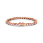 Round Brilliant Cut Lab-Grown Diamond Prong and Bar Tennis Bracelet in Rose Gold