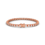 Round Brilliant Cut Lab-Grown Diamond Prong and Bar Tennis Bracelet in Rose Gold