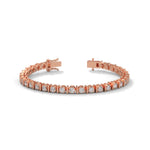 Round Brilliant Cut Lab-Grown Diamond Prong and Bar Tennis Bracelet in Rose Gold