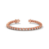 Round Brilliant Cut Lab-Grown Diamond Prong and Bar Tennis Bracelet in Rose Gold