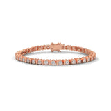 Round Brilliant Cut Lab-Grown Diamond Prong and Bar Tennis Bracelet in Rose Gold