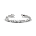 Round Brilliant Cut Lab-Grown Diamond Prong and Bar Tennis Bracelet in White Gold