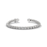Round Brilliant Cut Lab-Grown Diamond Prong and Bar Tennis Bracelet in White Gold