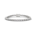 Round Brilliant Cut Lab-Grown Diamond Prong and Bar Tennis Bracelet in White Gold
