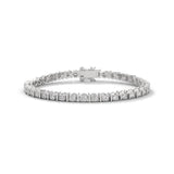 Round Brilliant Cut Lab-Grown Diamond Prong and Bar Tennis Bracelet in White Gold
