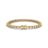 Round Brilliant Cut Lab-Grown Diamond Prong and Bar Tennis Bracelet in Yellow Gold