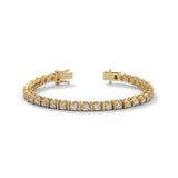 Round Brilliant Cut Lab-Grown Diamond Prong and Bar Tennis Bracelet in Yellow Gold