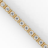 Round Brilliant Cut Lab-Grown Diamond Prong and Bar Tennis Bracelet in Yellow Gold