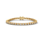 Round Brilliant Cut Lab-Grown Diamond Prong and Bar Tennis Bracelet in Yellow Gold