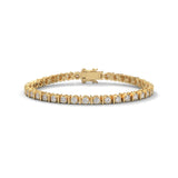 Round Brilliant Cut Lab-Grown Diamond Prong and Bar Tennis Bracelet in Yellow Gold