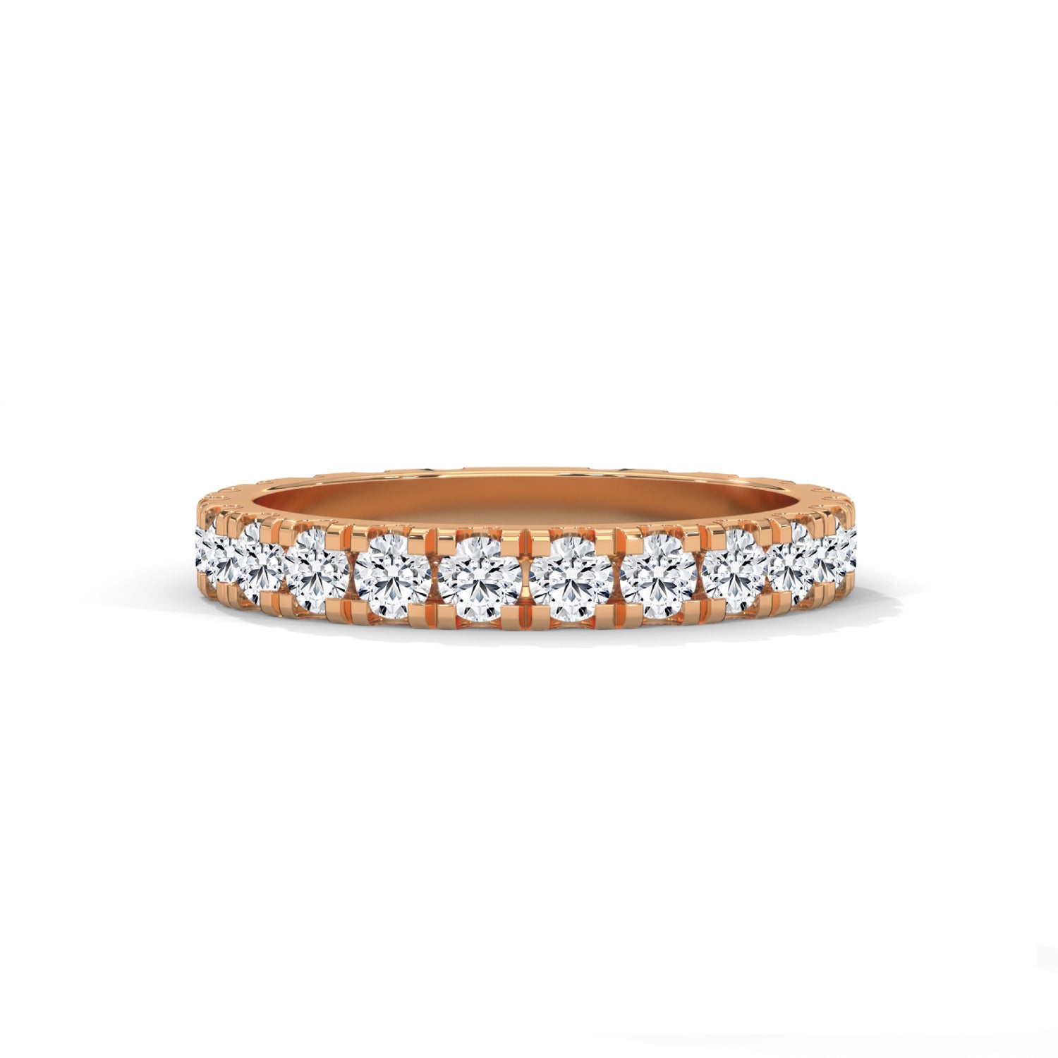 Round Brilliant Cut Lab-Grown Diamond Scallop-Set Eternity Ring in Rose Gold