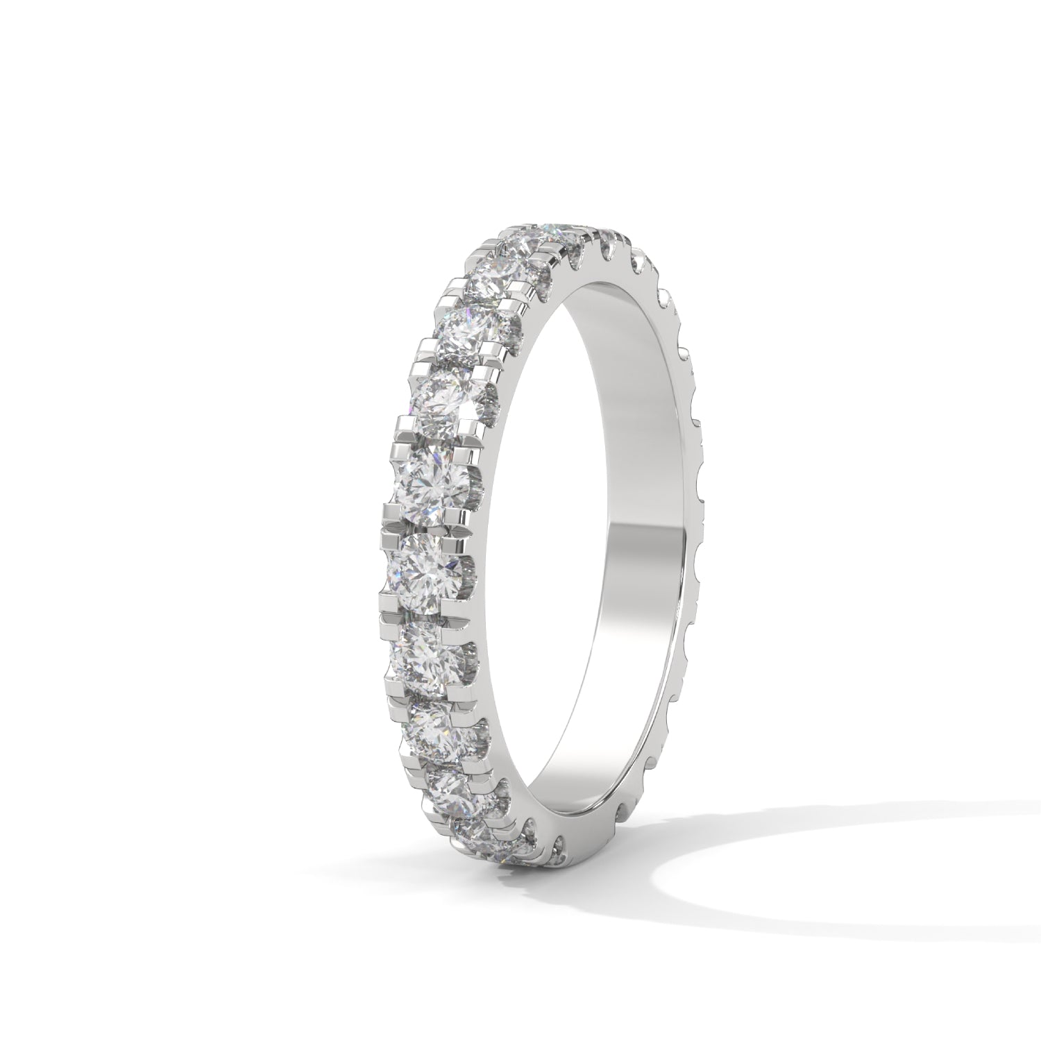 Round Brilliant Cut Lab-Grown Diamond Scallop-Set Eternity Ring in White Gold