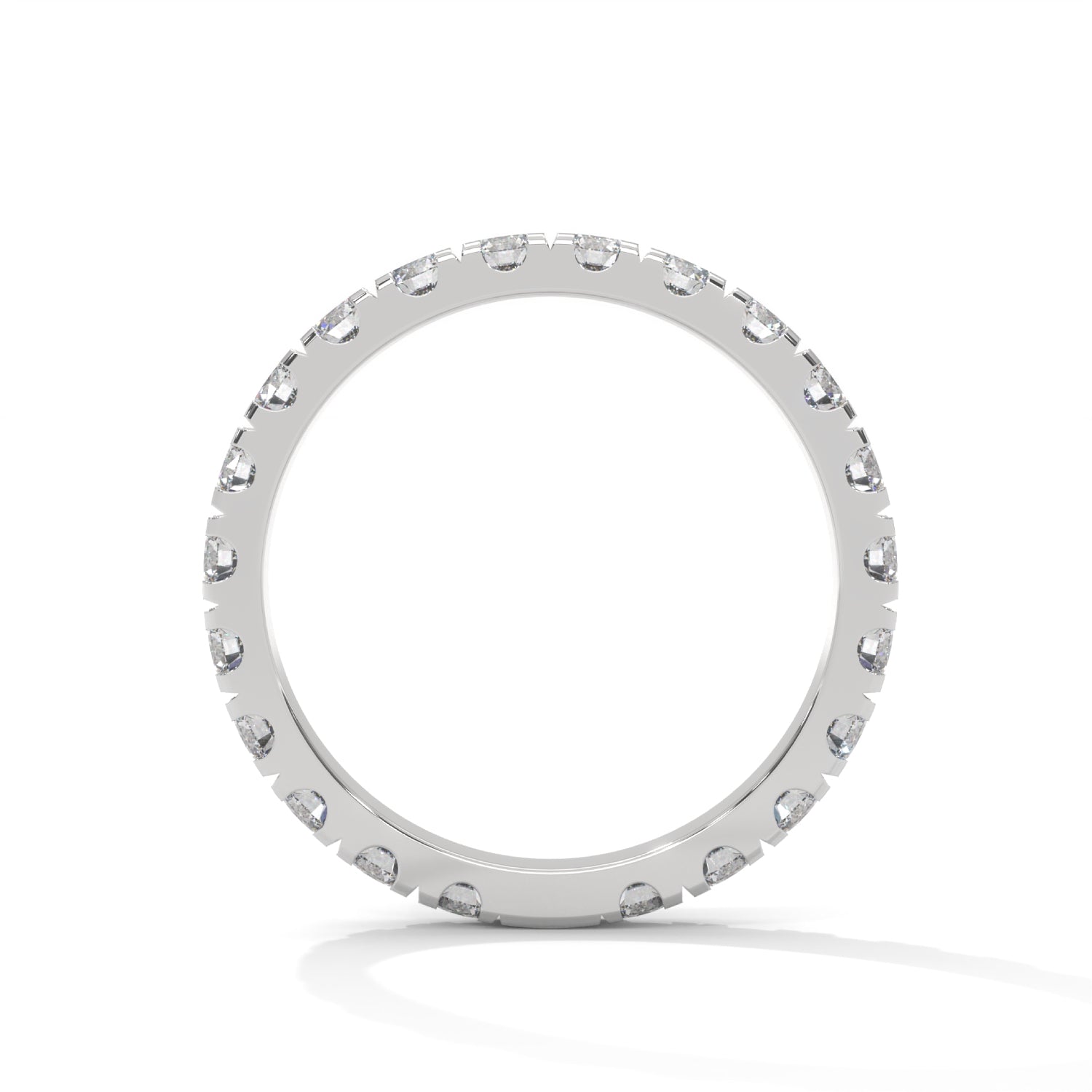 Round Brilliant Cut Lab-Grown Diamond Scallop-Set Eternity Ring in White Gold