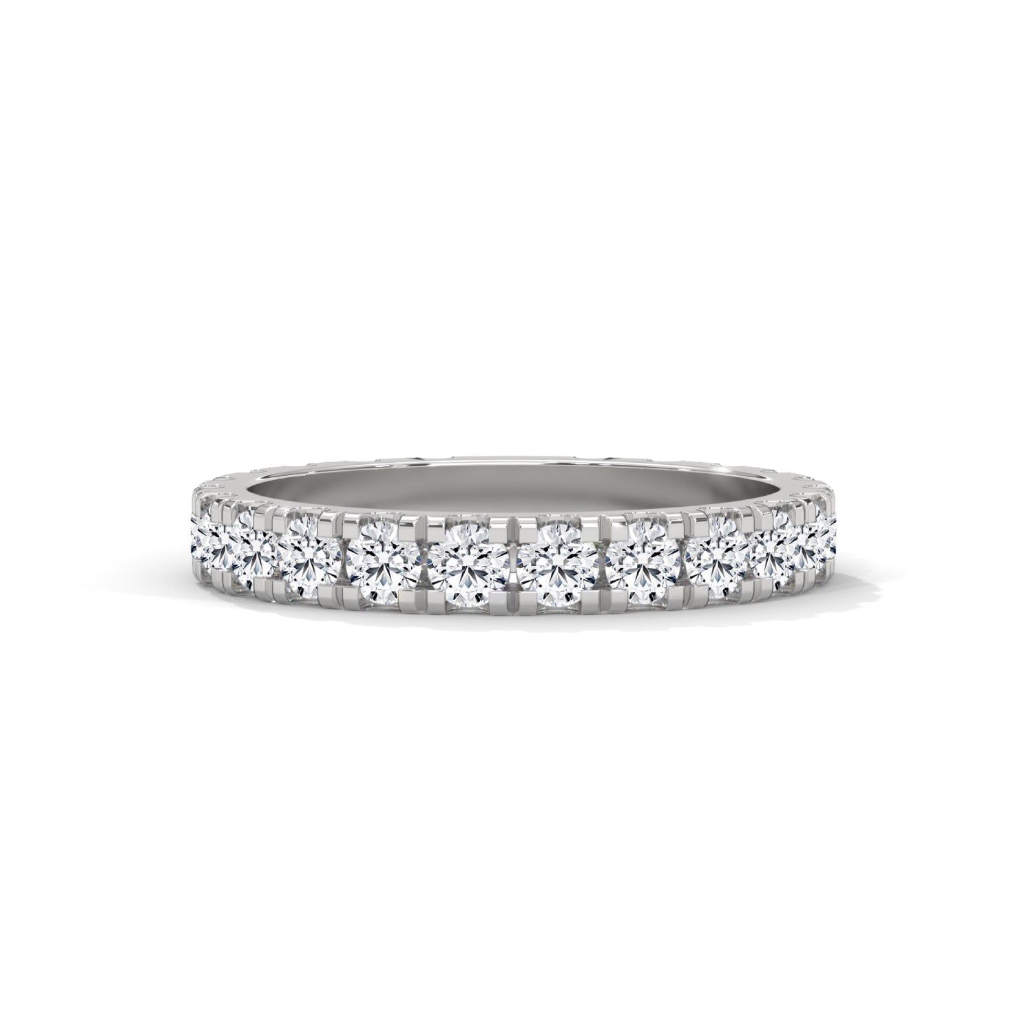 Round Brilliant Cut Lab-Grown Diamond Scallop-Set Eternity Ring in White Gold