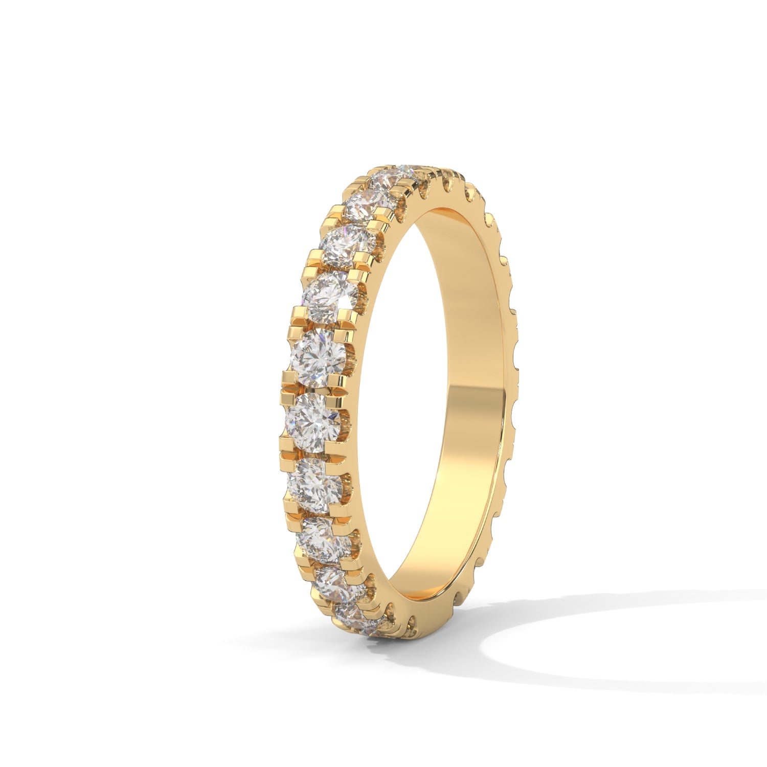 Round Brilliant Cut Lab-Grown Diamond Scallop-Set Eternity Ring in Yellow Gold