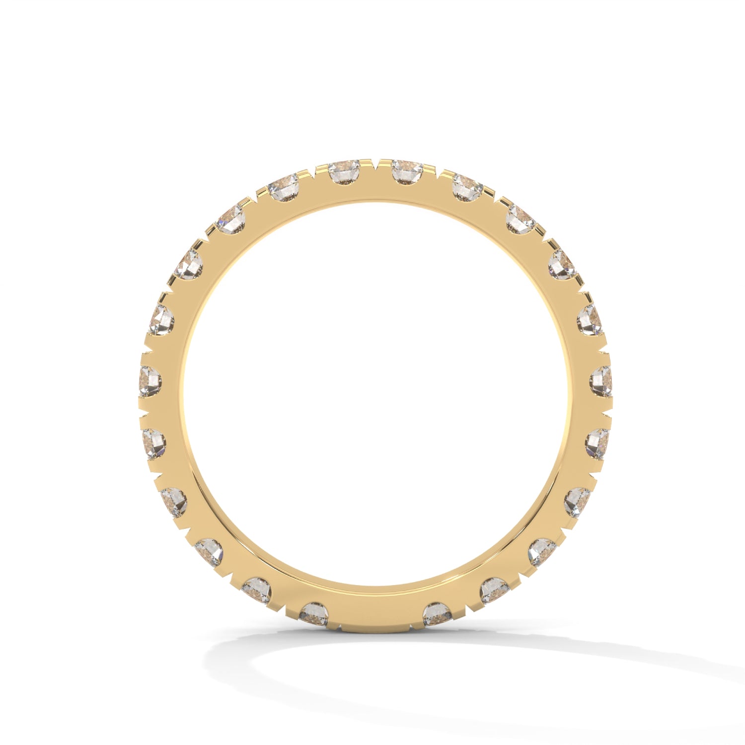 Round Brilliant Cut Lab-Grown Diamond Scallop-Set Eternity Ring in Yellow Gold