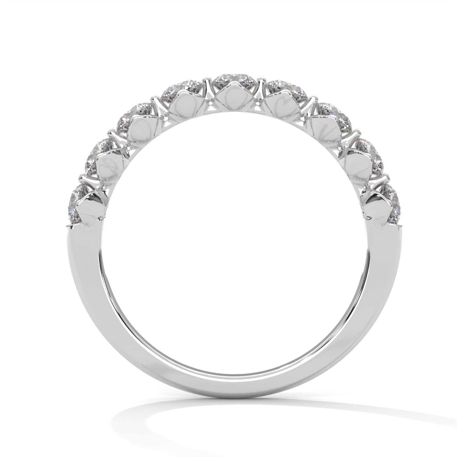 Round Brilliant Cut Lab-Grown Diamond Shared Prong Half-Eternity Ring in White Gold