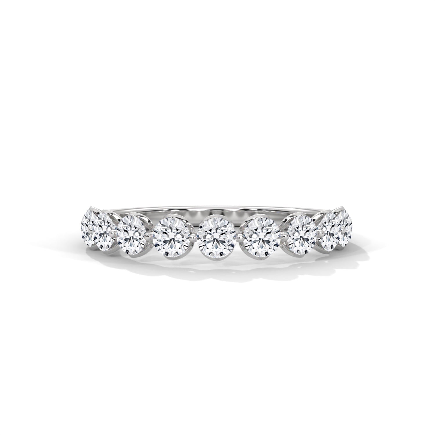 Round Brilliant Cut Lab-Grown Diamond Shared Prong Half-Eternity Ring in White Gold